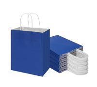 Toovip - Paquete de 50 bolsas de papel kraft medianas de 8 x 4.75 x 10 pulgadas con asas a granel, bolsas de regalo para recuerdos de comestibles, fiestas minoristas, cumpleaños, compras, negocios,