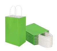 Toovip - Paquete de 50 bolsas de papel kraft pequeñas de 5.25 x 3.25 x 8.25 pulgadas con asas a granel, bolsas de regalo para regalos, comestibles, fiestas al por menor, cumpleaños, compras, negocios