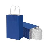 Toovip Paquete de 50 bolsas pequeñas de papel kraft de 5.25 x 3.25 x 8.25 pulgadas con asas a granel, bolsas de regalo para fiestas de cumpleaños, al por menor, comestibles, compras, negocios,