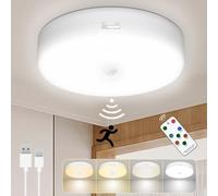 Toowell USB Recargable Plafon con Sensor de Movimiento Lamparas con Sensor de Movimiento con Mando a Distancia sin Conexión de Alimentación para Pasillos Escaleras Garaje Balcón Baño Garaje