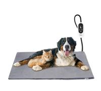Toozey Manta Eléctrica para Perros y Gatos Interior, Ajustable Temporizador y Temperatrue Almohadilla Calefactora para Mascotas Gatos y Perros Recién Nacidos/Pequeños/Ancianos,Gris - XL (90 * 60cm)
