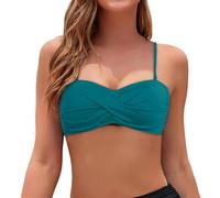 Top Bikini Mujer Sujetador Bikinis Top de Bikini Bandeau para Bikinis Mujer Push Up con Tirantes Desmontables Parte Superior del Traje de baño Arriba con Diseño Retorcido Comodidad