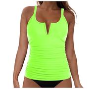 Top Bikini Negro Traje de Baño para Mujer Tops de Tankini para Mujer Traje Baño Parte Superior Sin Parte Inferior Bikini Braga Alta Bañador Pecho Grande (Mint Green XL)