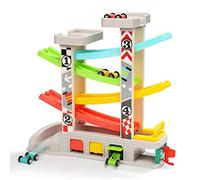 TOP BRIGHT Circuito de Carreras para Bebés y Niños Pequeños de 1 y 2 años, Juguete Rampa Coches Autos, Pista de Rampas con 4 Mini Coches