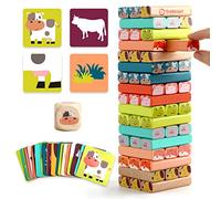 TOP BRIGHT Juegos de Mesa para niños de 3, 4, 5 años, Bloques apilables de Madera, Juego de Torre para niños de 3 a 8 años, Juguete de Aprendizaje de construcción con 51 Piezas