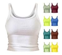 Top brillante para mujer, fiesta, lentejuelas, plata, espagueti, camiseta de algodón blanco, sin mangas, camiseta ligera de axilas, transpirable, sin vientre, túnica, corte ajustado, camiseta de