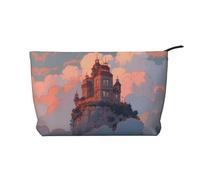 Top Building - Bolsa de cosméticos de pana impresa, bolsa de almacenamiento impermeable de gran capacidad para artículos de tocador de viaje, Black, Talla única