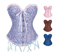 Top Bustier con Cordones y Huesos de Plástico, Corset Mujer, Top Palabra de Honor Mujer, Patrón de Bordado, Goth,Halloween Carnava Cosplay Fiesta Outfit