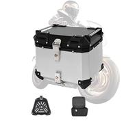 Top Case Moto 25L/45L Gran Capacidad, Baúl Portacascos Para Moto Con Cerradura De Seguridad, Maleta Trasera Impermeable, Fácil Instalación Para Desplazamiento Diario Y Viajes En Moto(Plata,45L)