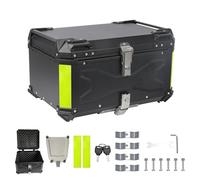 Top Case Moto, 65L Aleación de Aluminio Maleta Moto con Forro de Cuero, Caja Universal para Motocicleta con Cerradura de Seguridad e Placa de Montaje, Impermeable, Antirrobo, Anticaídas (65L,Negro)