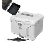 Top Case Moto Caja Superior de Aluminio Baúl Moto 40L 45L Caja Trasera Motocicleta Maleta para Moto Impermeable para Casco(Blanca,40 L)