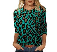 Top casual de verano grande para mujer, manga tres cuartos, cuello redondo, estampado, camiseta de moda gráfica, camiseta blanca para mujer sexy, verde, M