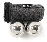 Top Chi - Bolas de acero inoxidable macizo de 1.5 pulgadas con bolsa de transporte. Pelotas de salud chinas sin timbre para terapia de manos, ejercicio y alivio del estrés