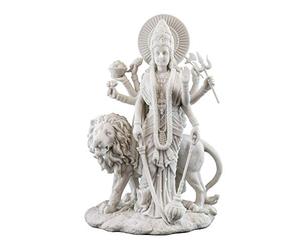 Top Collection Durga - Estatua hindú Femenina con león, Escultura Diosa de la Madre Divina del Universo, Figura Coleccionable de la Nueva Era de Asia Oriental (mármol Blanco)