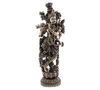 Top Collection - Estatua de Krishna de 15 Pulgadas de Alto x 5 Pulgadas de Ancho en Bronce Fundido en frío, Escultura hindú Dios del Amor y la alegría Divina