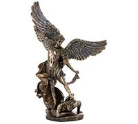 Top Collection Estatua de San Miguel, Arcángel del Cielo derrotando a Lucifer en bronce fundido en frío de alta gama, figura de ángel coleccionable de 37 cm