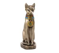 Top Collection Figura de Gato Egipcio Bastet de 8 Pulgadas de Alto. Réplica auténtica para honrar a tu Querido felino. Polvo de Bronce Mezclado con Resina, Acabado de Bronce con Detalles de Color.