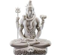 Top Collection - Figura decorativa de Shiva in Padmasana Lotus Pose en acabado de mármol blanco, hindú que destruye el malestar, la ignorancia y la muerte