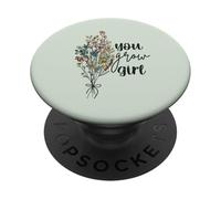 Top con eslogan feminista con estampado retro «You Grow Girl Flowers» PopSockets PopGrip Adhesivo