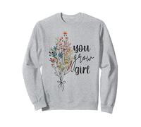 Top con eslogan feminista con estampado retro «You Grow Girl Flowers» Sudadera