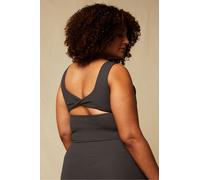 Top con sujetador incorporado Oasis Rib Twist Fabletics Brown Womens 3X plus