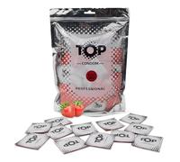 TOP condones, paquete de 100 unidades, fresa, de color rojo, naturales y con sensación realista, de látex, con depósito, diámetro 53 mm, para hombres