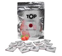 TOP Condones, paquete de 40 unidades, sabor fresa, color rojo, naturales y con tacto realista, de látex, con depósito, diámetro 53 mm, para hombres