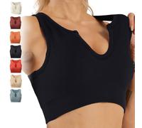 Top corto Shape Me Up de Getheyshape, bralette ajustado moldeador for gimnasio, moldeador integrado for entrenamiento, yoga y deportes.(Black,Large)