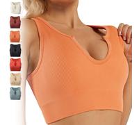 Top corto Shape Me Up de Getheyshape, bralette ajustado moldeador for gimnasio, moldeador integrado for entrenamiento, yoga y deportes.(Orange,Large)
