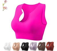 Top corto Shape Me Up de Getheyshape, sexy, sin mangas, con tirantes, moldeador incorporado y espalda fruncida.(Fluorescent pink,M)