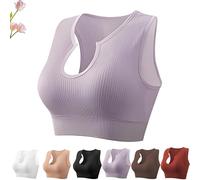 Top corto Shape Me Up de Getheyshape, sexy, sin mangas, con tirantes, moldeador incorporado y espalda fruncida.(Purple-gray,S)