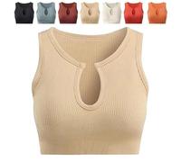 Top corto Shape Me Up de Getheyshape, sujetador de alta resistencia a prueba de golpes for mujer, espalda fruncida y antiflacidez.(Beige,S)