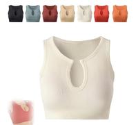 Top corto Shape Me Up de Getheyshape, un top corto que no usa sostén, camiseta deportiva sin costuras con cuello en U, tops cortos de yoga(White,L)