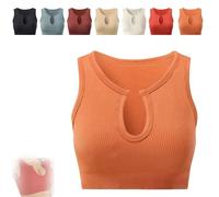 Top corto Shape Me Up de Getheyshape, un top corto que no usa sostén, camiseta deportiva sin costuras con cuello en U, tops cortos de yoga(Orange,L)