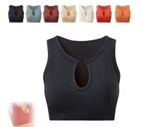 Top corto Shape Me Up de Getheyshape, un top corto que no usa sostén, camiseta deportiva sin costuras con cuello en U, tops cortos de yoga(Black,M)