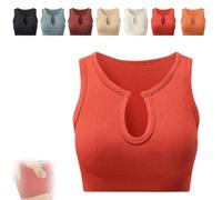 Top corto Shape Me Up de Getheyshape, un top corto que no usa sostén, camiseta deportiva sin costuras con cuello en U, tops cortos de yoga(Red,S)