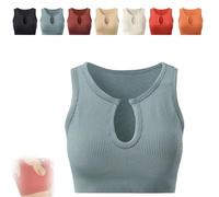 Top corto Shape Me Up de Getheyshape, un top corto que no usa sostén, camiseta deportiva sin costuras con cuello en U, tops cortos de yoga(Blue,S)