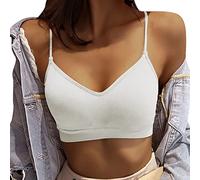 Top Damen Frauen Tops Tank Sommer Tanktops Frauen gepolsterte Bralettes Sport-BHS für Pack V-Ausschnitt Bando-BH für Top Weste Tops Unterhemden Basic Tanktop Womens Shirt, Blanco, L