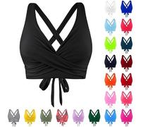Top de Bikini Mujeres Parte Superior de Bikini Push Up Cruzada con Lazo Top Wrap Classics con Efecto Elevador Push-Up Escote En V y Cobertura Completa