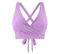Top de Bikini Mujeres Parte Superior de Bikini Push Up Cruzada con Lazo Top Wrap Classics con Efecto Elevador Push-Up Escote En V y Cobertura Completa