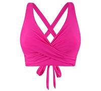 Top de Bikini Mujeres Parte Superior de Bikini Push Up Cruzada con Lazo Top Wrap Classics con Efecto Elevador Push-Up Escote En V y Cobertura Completa