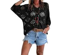 Top De Crochet De Inspiración Bohemia for Mujer con Cuello En V, Tops De Verano Ahuecados for Cubrir La Playa