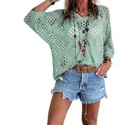 Top De Crochet De Inspiración Bohemia for Mujer con Cuello En V, Tops De Verano Ahuecados for Cubrir La Playa