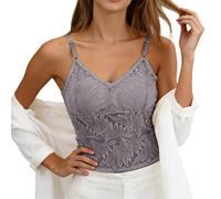 Top de encaje para mujer, básico, con encaje, cuello en V, camiseta de verano, camiseta sexy, camiseta de tirantes sin mangas, corte ajustado, blusa aireada, blusa informal, a la moda, tops de verano