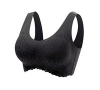 Top de encaje sin anillo de acero, sujetador para dormir, ropa interior de látex, espalda sin dejar rastro, sujetador con barra de corazón, bustier para mujer, pechos grandes, Negro , 3XL