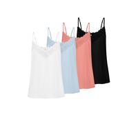 Top de espagueti para mujer con encaje en el escote, pack de 4