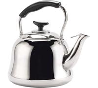 Top de estufa hervidor de té silbido 1L/1.5L/2L/3L/4L Classic Tapot Mirror Tapot de acero inoxidable de grado culinario pulido con manija fría para gas, inducción, silv de estufa eléctrica, plata