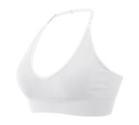 Top de fitness para mujer, sin espalda, cuello en V profundo, sujetador deportivo, acolchado, sexy gimnasio, push-up, sin espalda, tirantes ajustables, ropa interior embarazada, Blanco, L