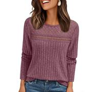 Top de ganchillo para mujer, manga larga, transparente, bohemio, playa(Purple S)
