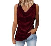 Top de lentejuelas para mujer, blusa de satén o top de satén para mujer, verano, cuello en V, camiseta holgada, túnica, sin mangas, sin mangas, camiseta sin mangas, camiseta de tirantes elegante